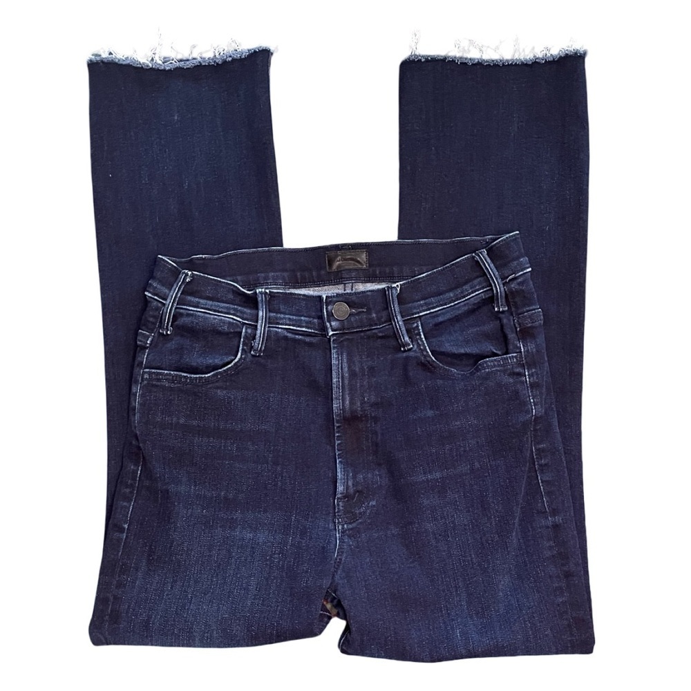 MOTHER The Hustler Ankle Fray Howling at the Disco Ball Dark Blue Denim Size 28 - Picture 6 of 14